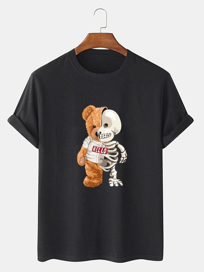 Skeleton Bear Print T-Shirt