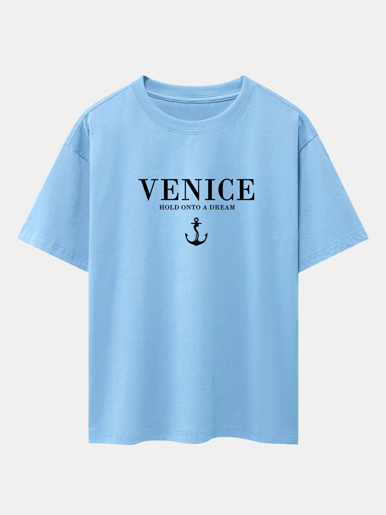 Venice Anchor Print Drop Shoulder Oversize T-Shirt