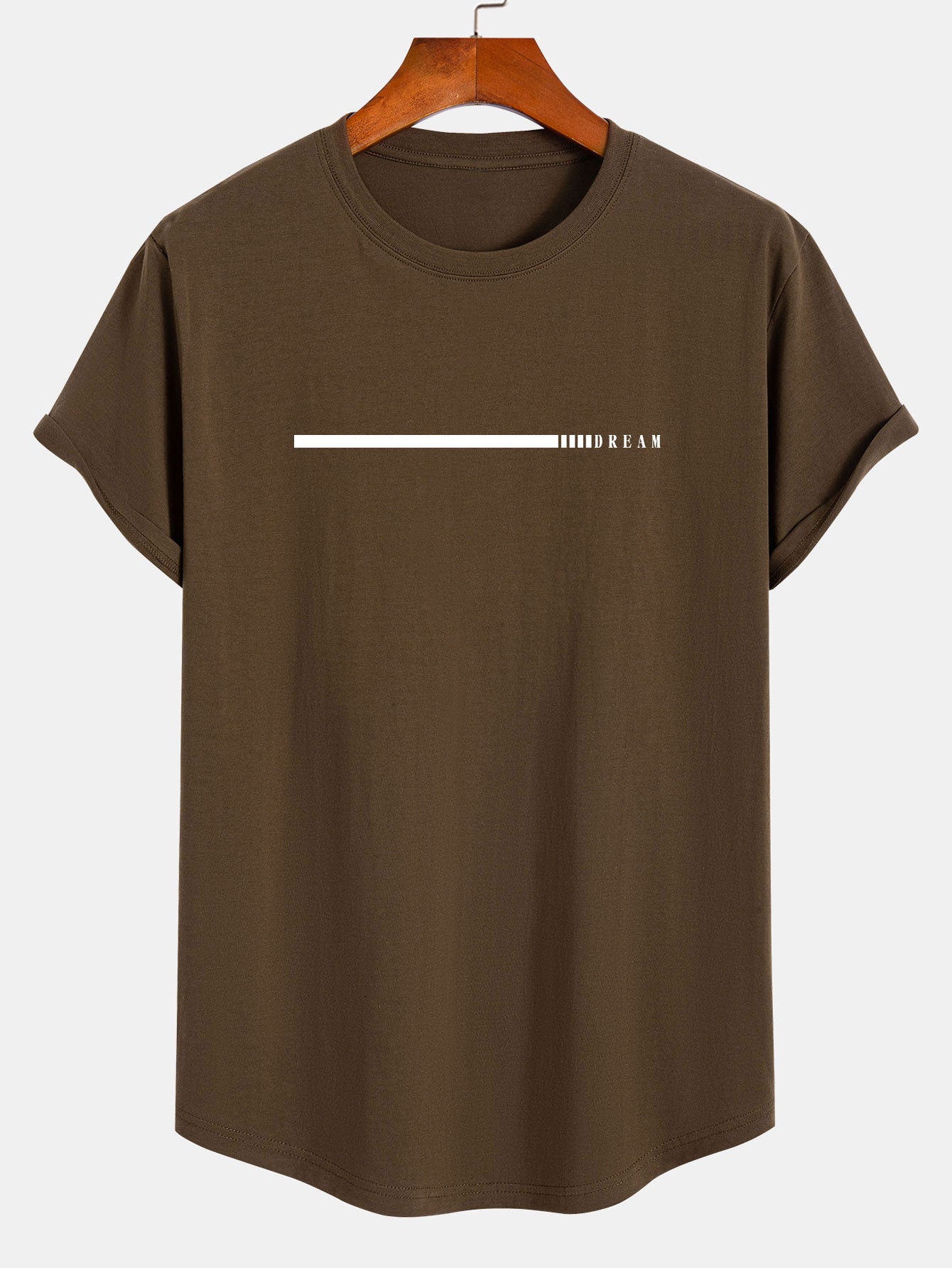 Dream Slogan Print Cotton Arc Hem T-Shirt