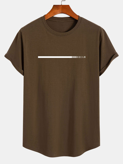Dream Slogan Print Cotton Arc Hem T-Shirt