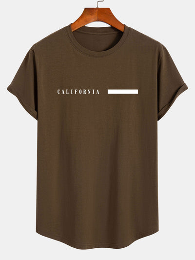 California Slogan Print Cotton Arc Hem T-Shirt