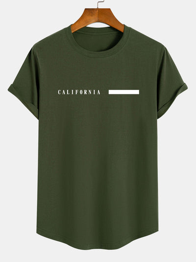 California Slogan Print Cotton Arc Hem T-Shirt