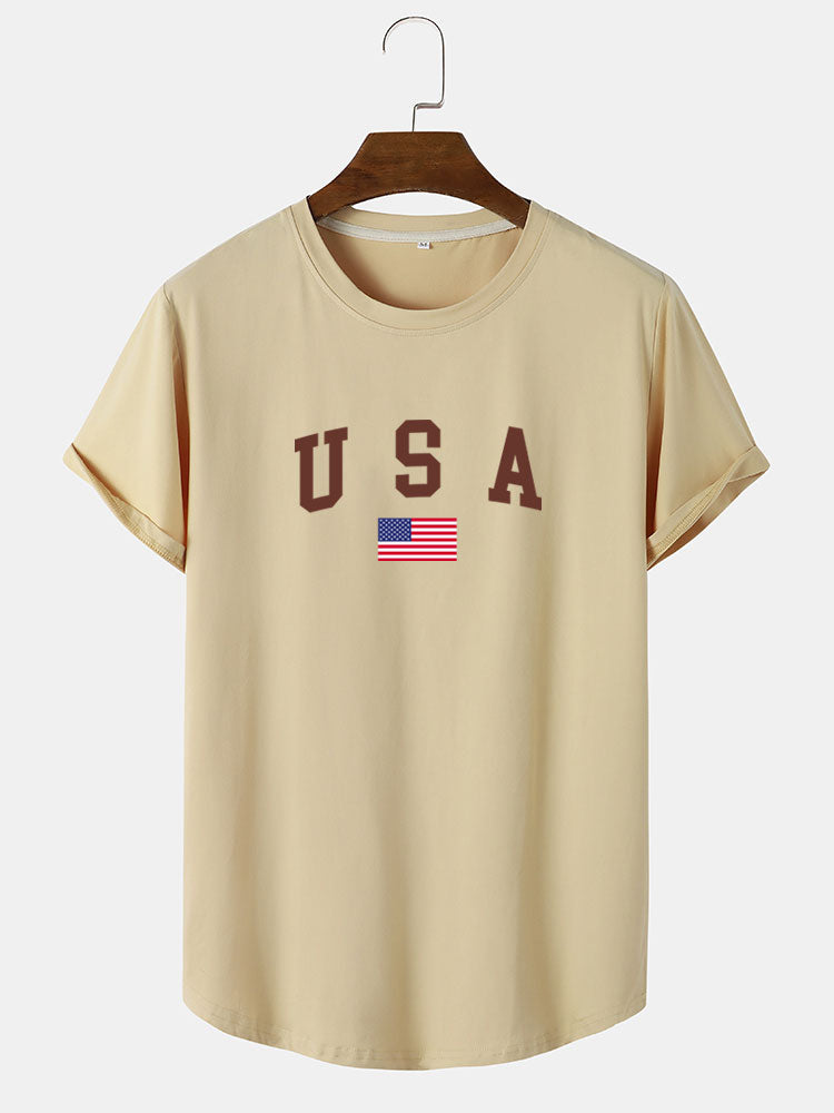 USA Print Arc Hem T-Shirt