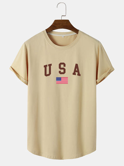 USA Print Arc Hem T-Shirt