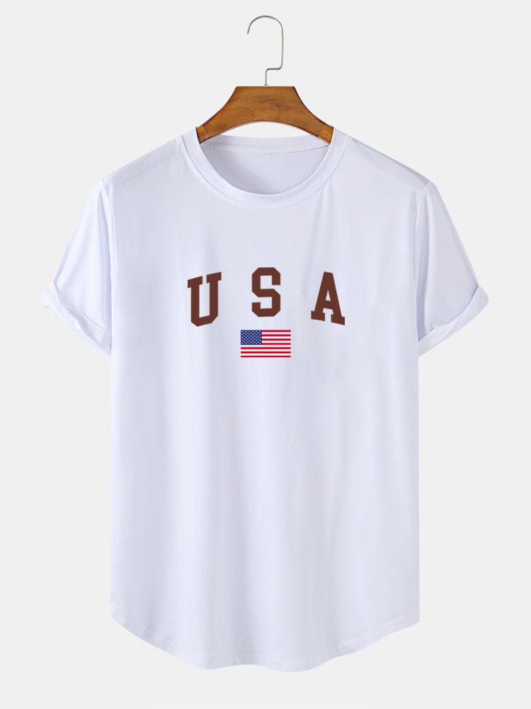 USA Print Arc Hem T-Shirt