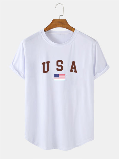USA Print Arc Hem T-Shirt