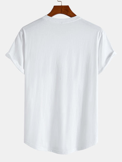 California Stripe Print Cotton Arc Hem T-Shirt