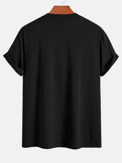 Regular Fit Beige Palm Tree Silhouette Print Cotton T-Shirt