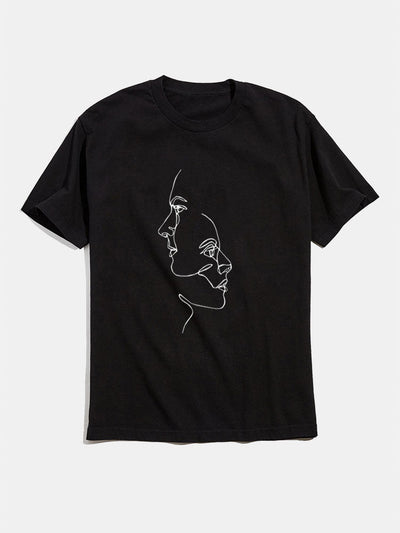 Face Figure Graphic Cotton T-Shirts