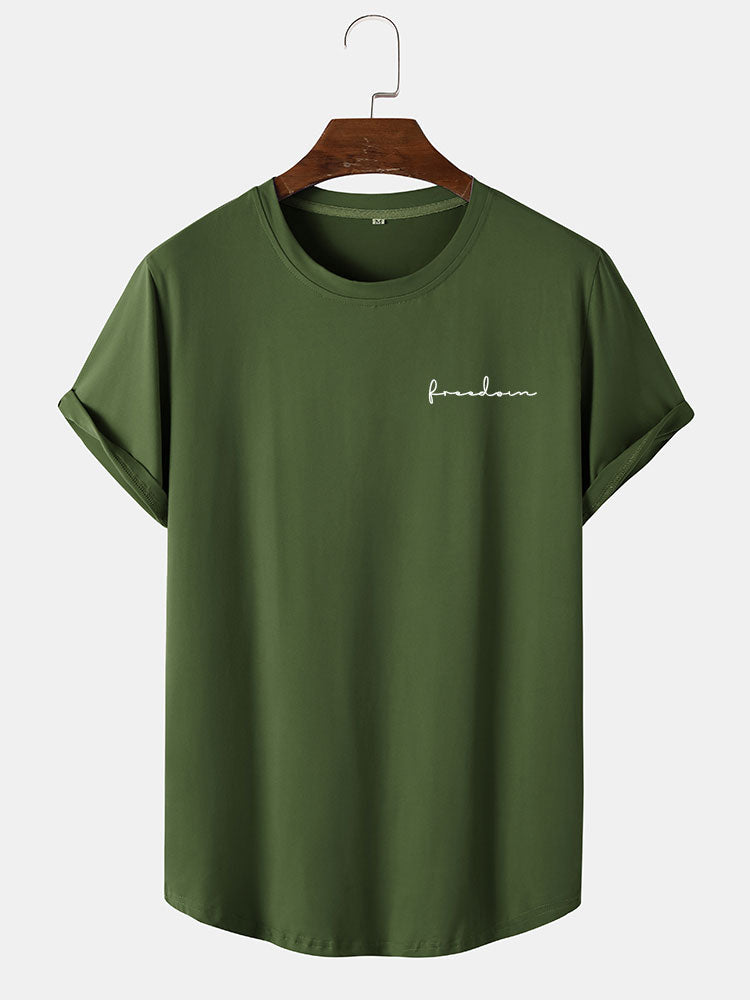 Freedom Print Arc Hem T-Shirt