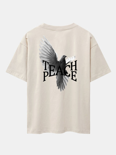 Pigeon Slogan Back Print Drop Shoulder Oversize T-Shirt