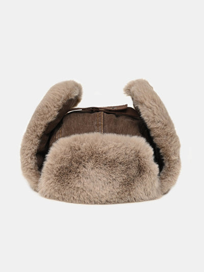Star Patch Denim Plush Trooper Trapper Hat