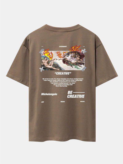 Create Adam Slogan Back Print Drop Shoulder Oversize T-Shirt