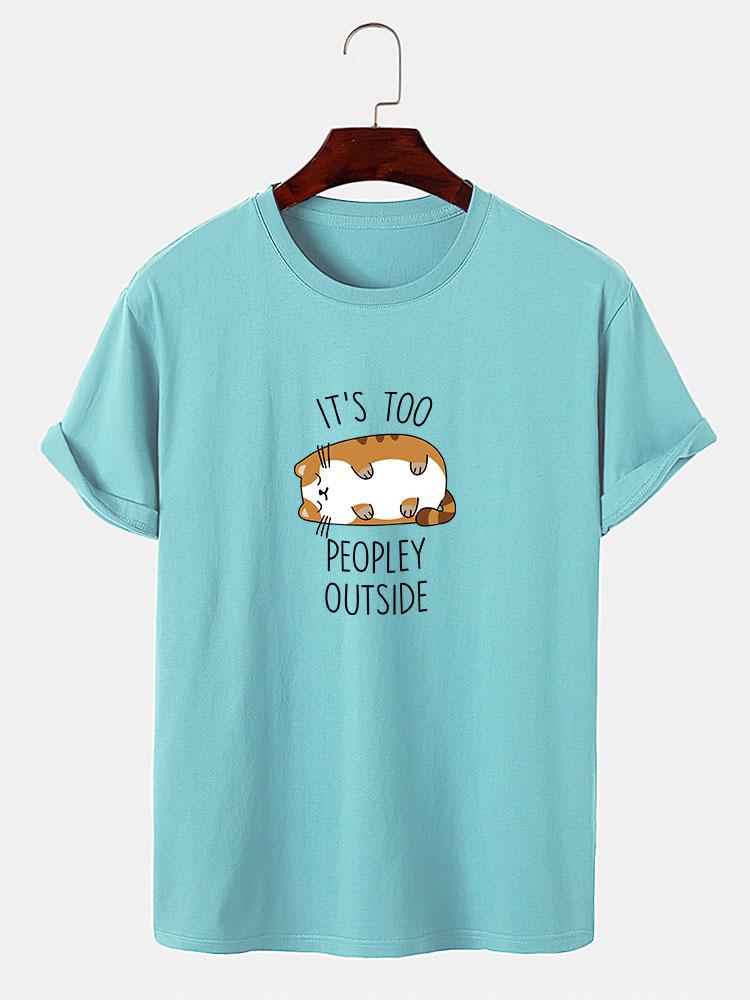 Sleepy Cat Print T-Shirt