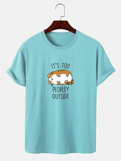 Sleepy Cat Print T-Shirt