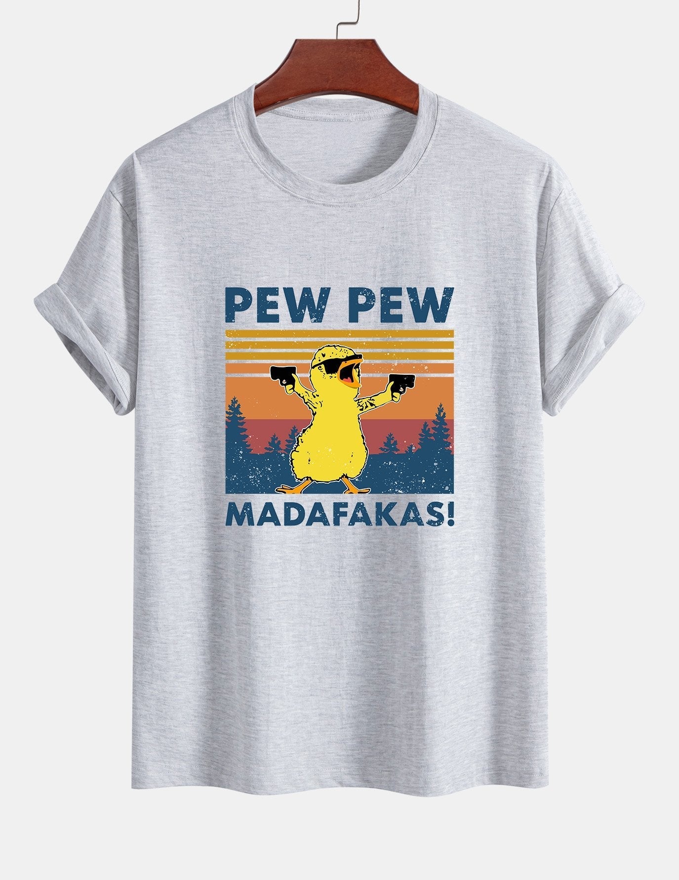 Regular Fit PEW PEW MADAFAKAS Duck Print Cotton T-Shirt