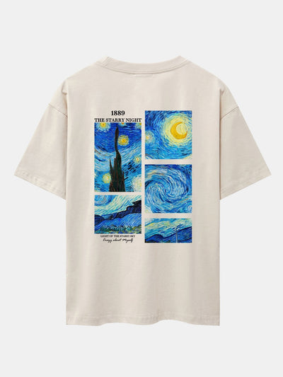 The Starry Night Back Print Drop Shoulder Oversize T-Shirt