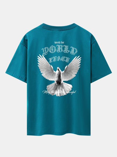 Dove Of Peace Back Print Drop Shoulder Oversize T-Shirt