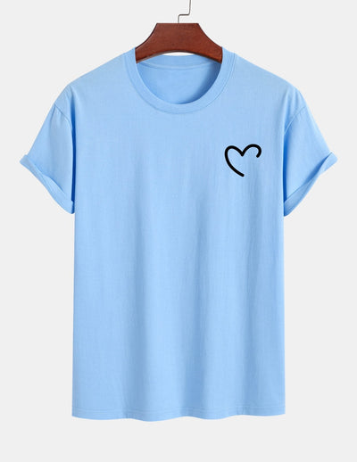Regular Fit Heart Print Cotton T-Shirt