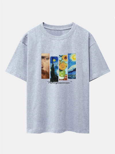 Starry Sky Sunflower Print Drop Shoulder Oversize T-Shirt