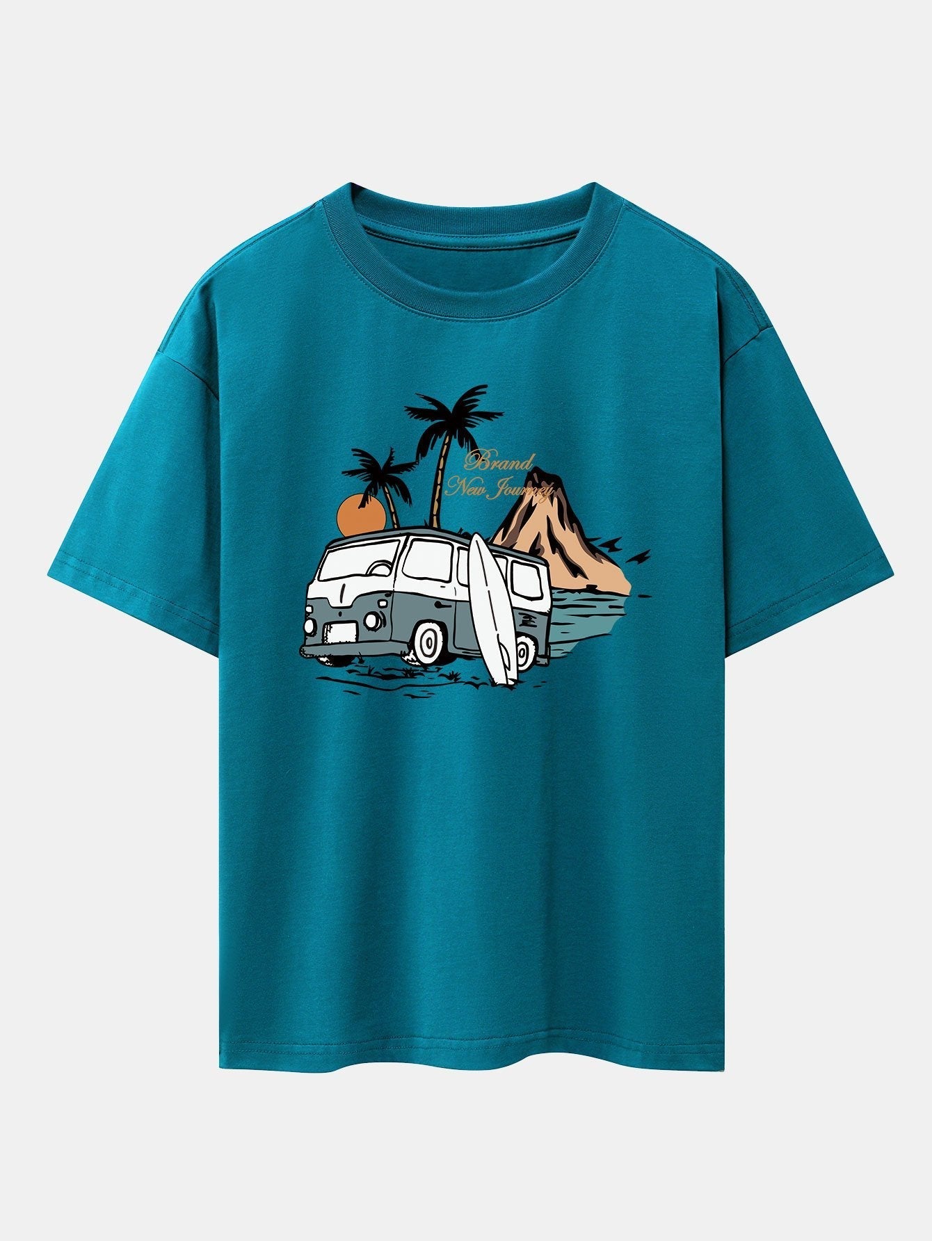 Car Island Print Drop Shoulder Oversize T-Shirt