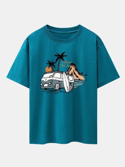 Car Island Print Drop Shoulder Oversize T-Shirt