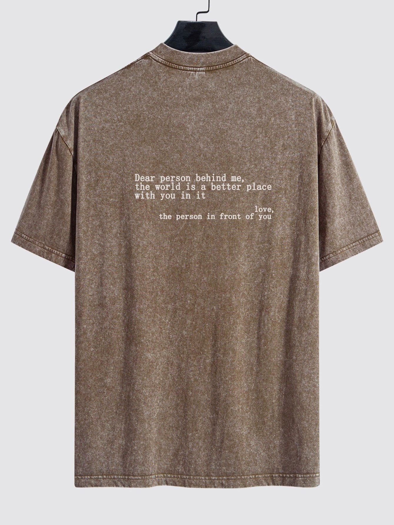 Slogan Print Washed Distressed Drop Shoulder T-Shirt