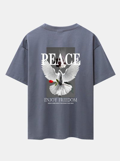 Dove Rose Slogan Back Print Drop Shoulder Oversize T-Shirt