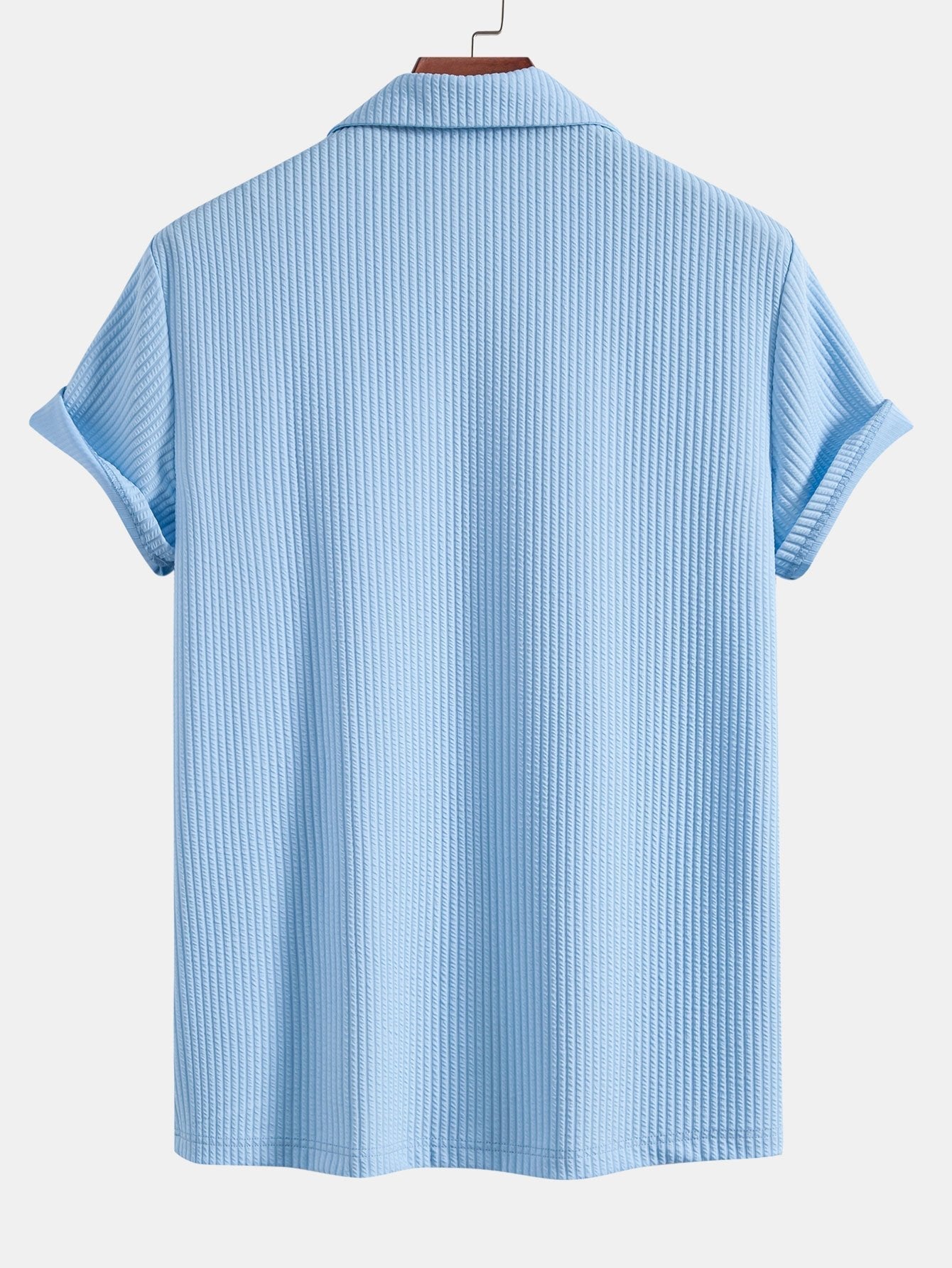 Muscle Fit Ribbed Deep Cuban Shirt