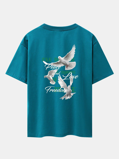 Dove Slogan Back Print Drop Shoulder Oversize T-Shirt