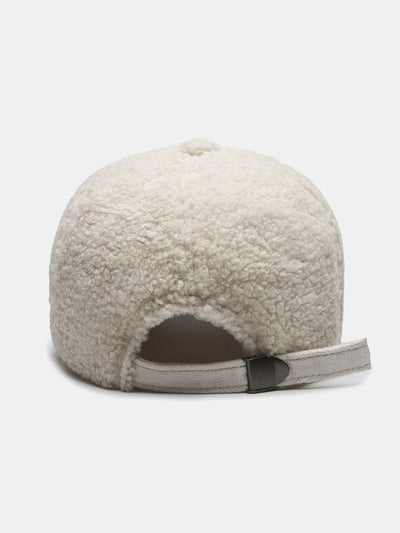 Embroidery Letter Plush Warm Baseball Cap