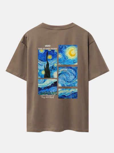 The Starry Night Back Print Drop Shoulder Oversize T-Shirt