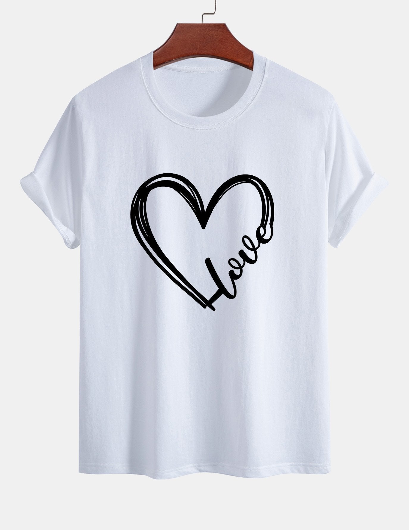 Regular Fit Heart Print Cotton T-Shirt