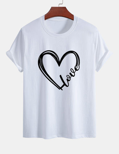 Regular Fit Heart Print Cotton T-Shirt