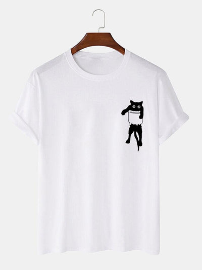 Pocket Cat Print T-Shirt
