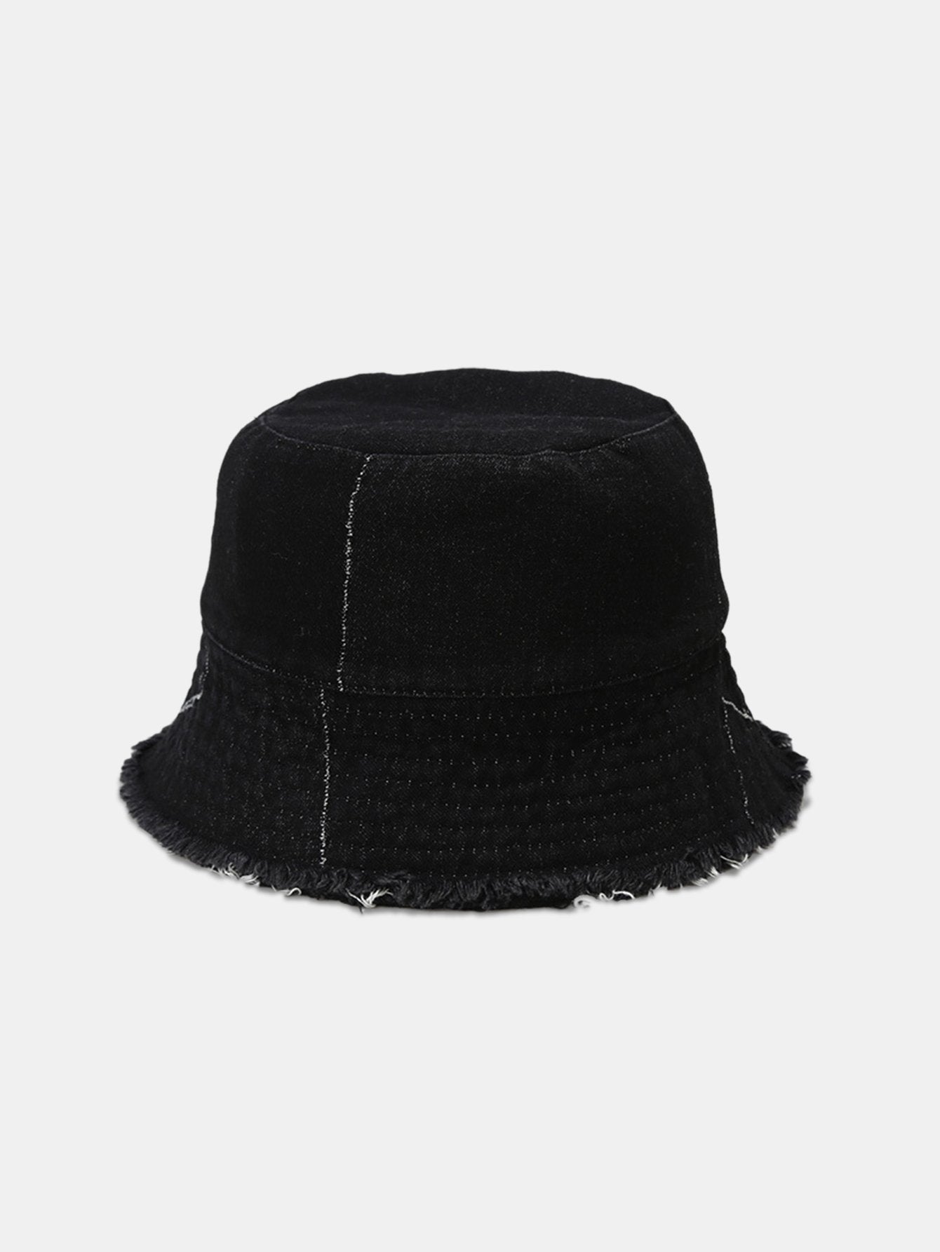 Spliced Denim Tassel Comfortable And Versatile Bucket Hat Can Be Worn On Both Sides