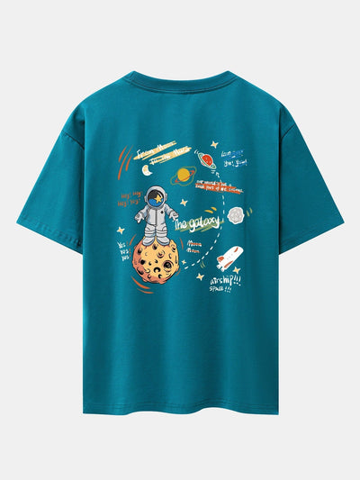 Galaxy Astronaut Print Drop Shoulder Oversize T-Shirt