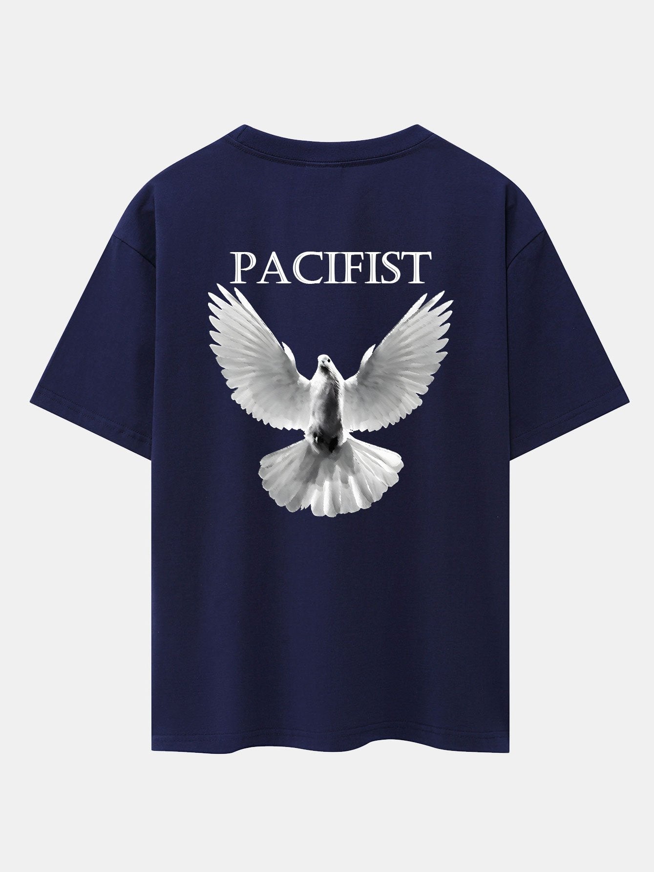 Pacifist Dove Back Print Drop Shoulder Oversize T-Shirt