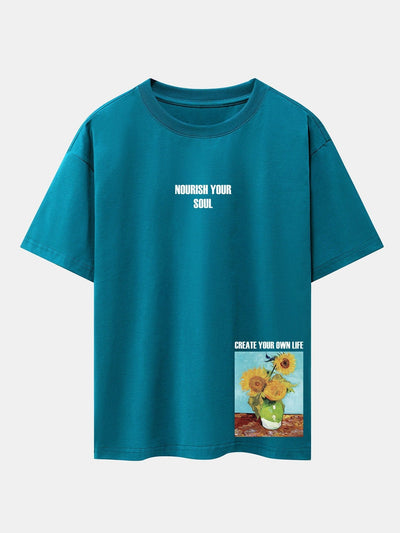 Sunflower Slogan Print Drop Shoulder Oversize T-Shirt