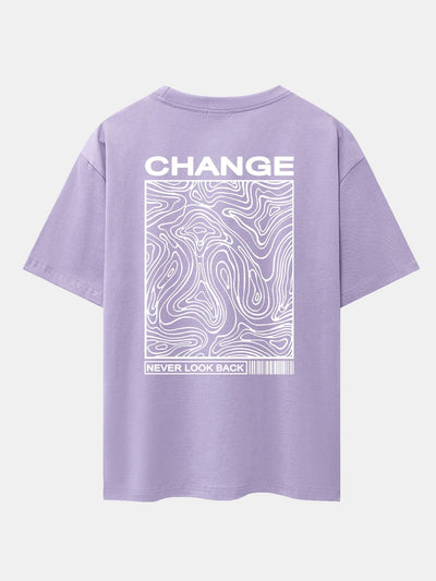 Marble Texture Slogan Back Print Drop Shoulder Oversize T-Shirt