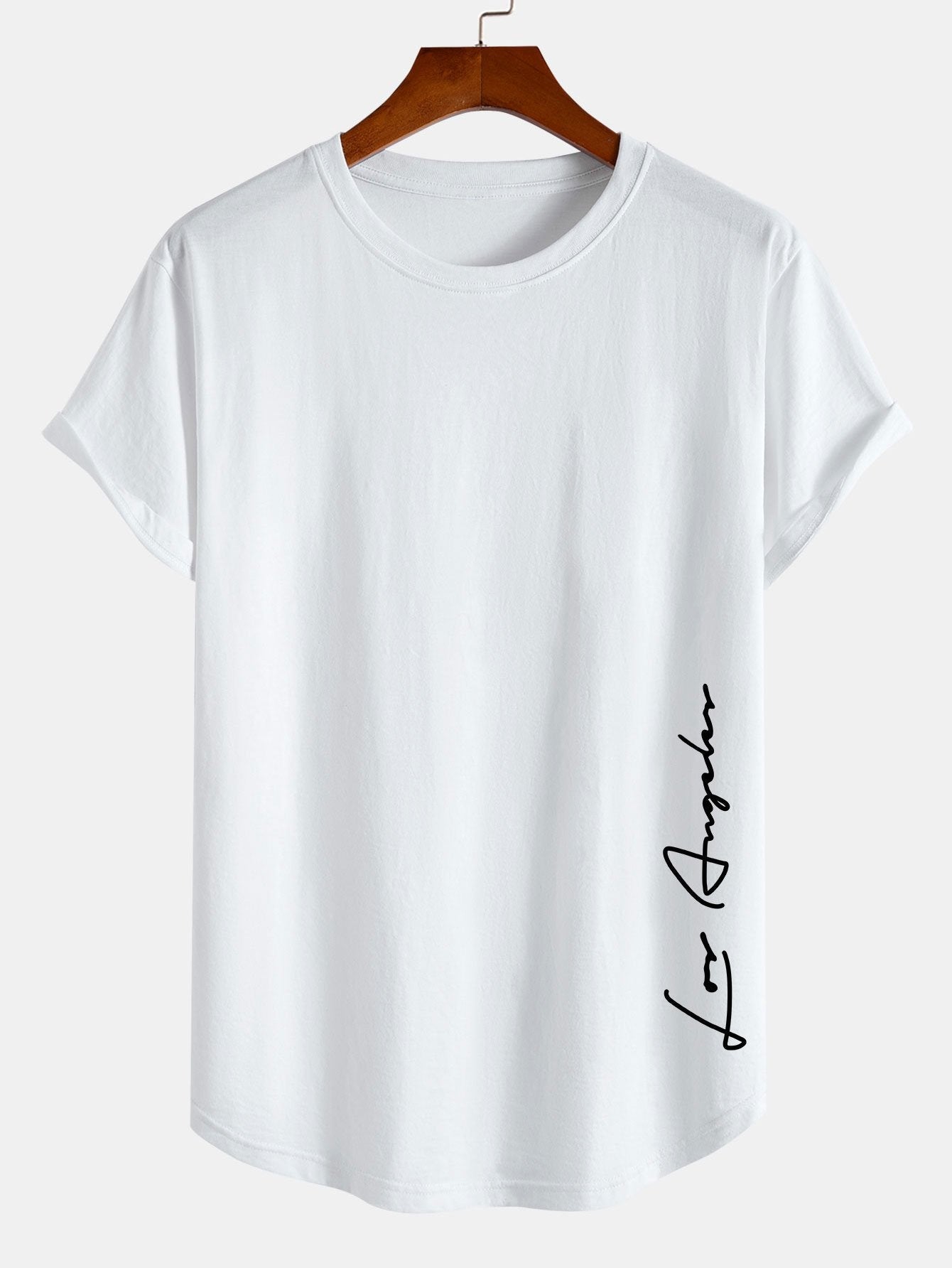 Los Angeles Print Cotton Arc Hem T-Shirt