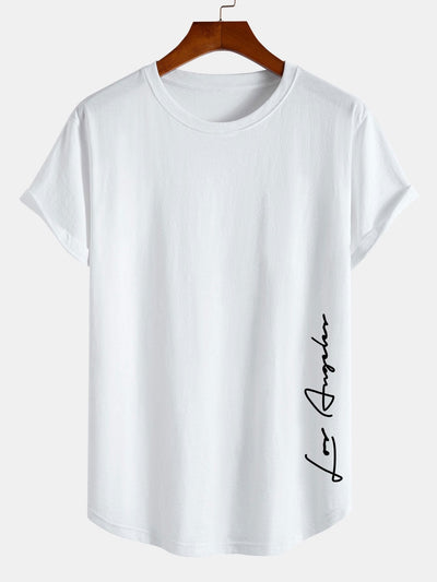 Los Angeles Print Cotton Arc Hem T-Shirt