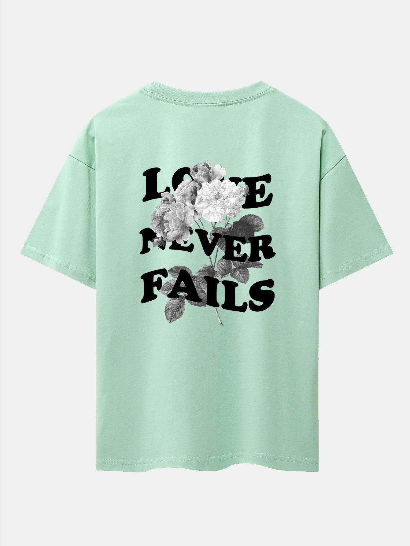 Rose Slogan Back Print Drop Shoulder Oversize T-Shirt