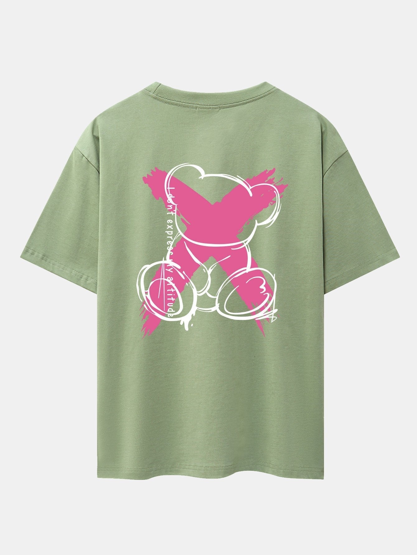 Graffiti Bear Print Drop Shoulder Oversize T-Shirt