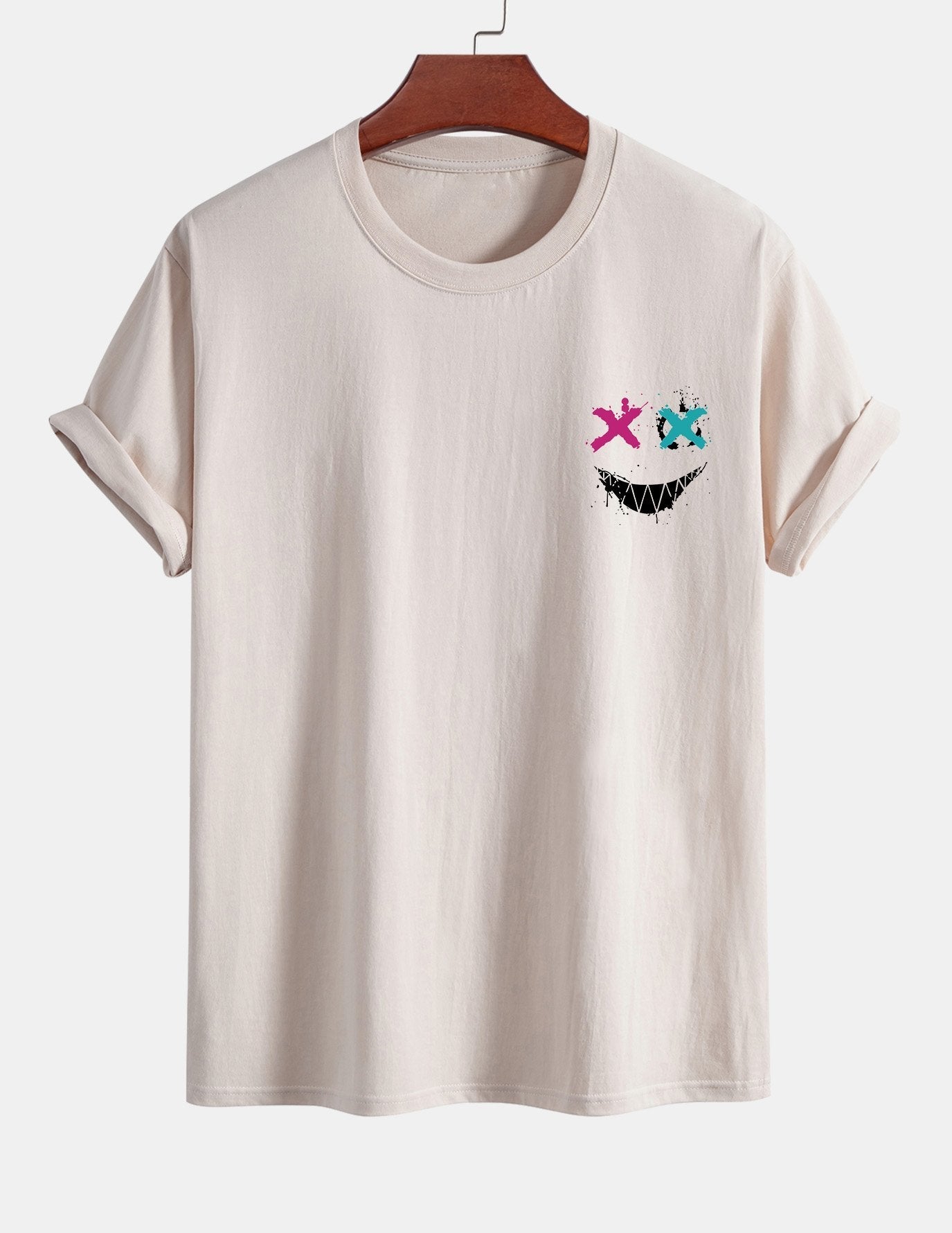 Regular Fit Evil Face Print Cotton T-Shirt