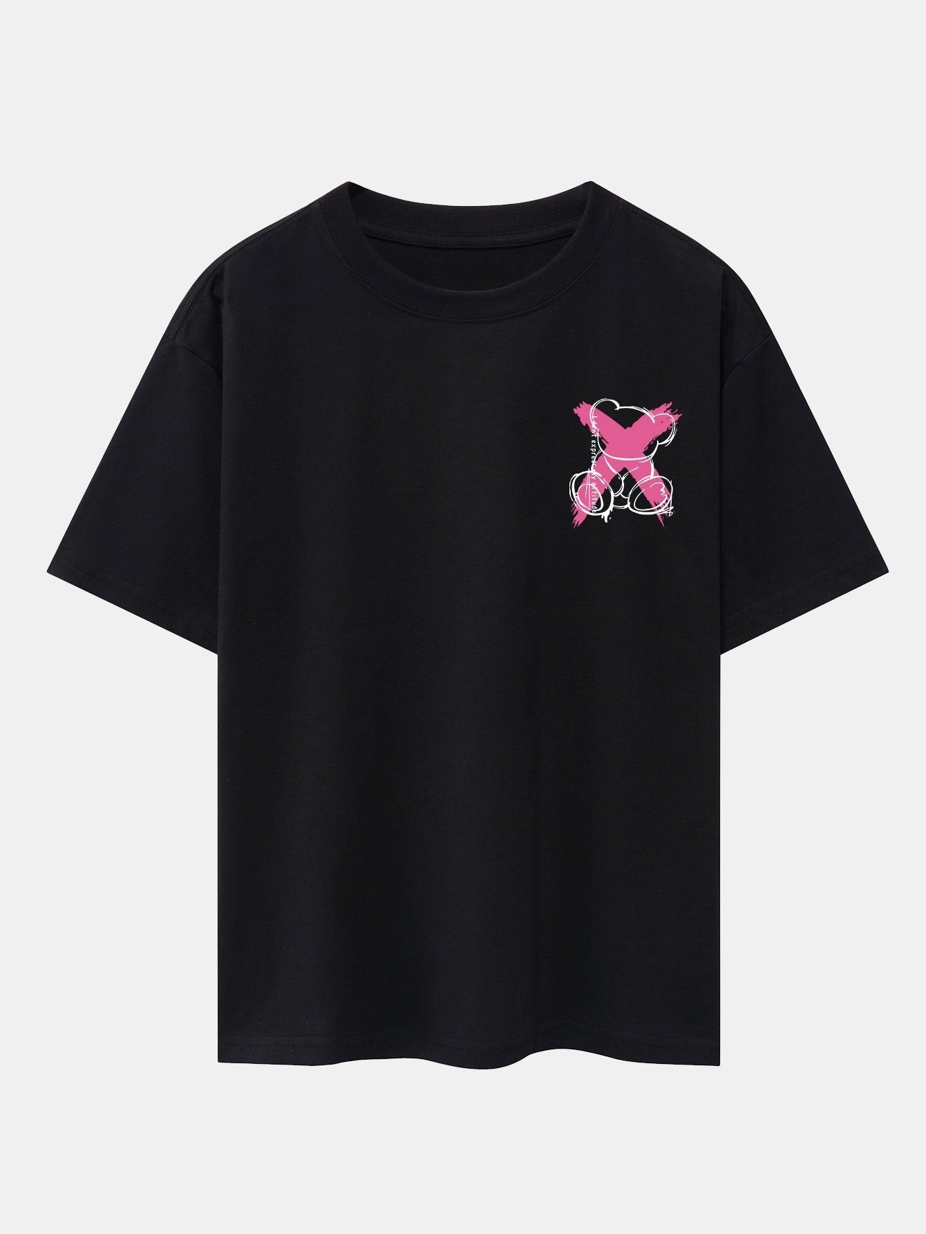 Graffiti Bear Print Drop Shoulder Oversize T-Shirt