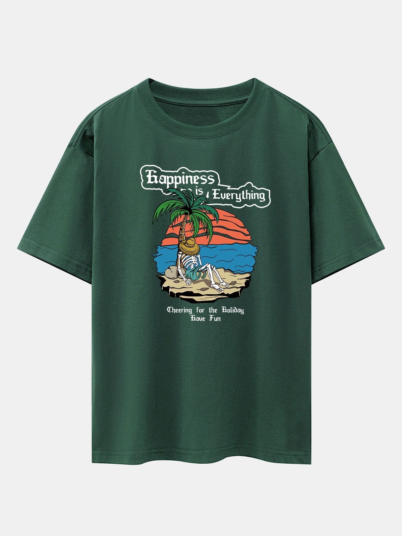 Skull Island Print Drop Shoulder Oversize T-Shirt