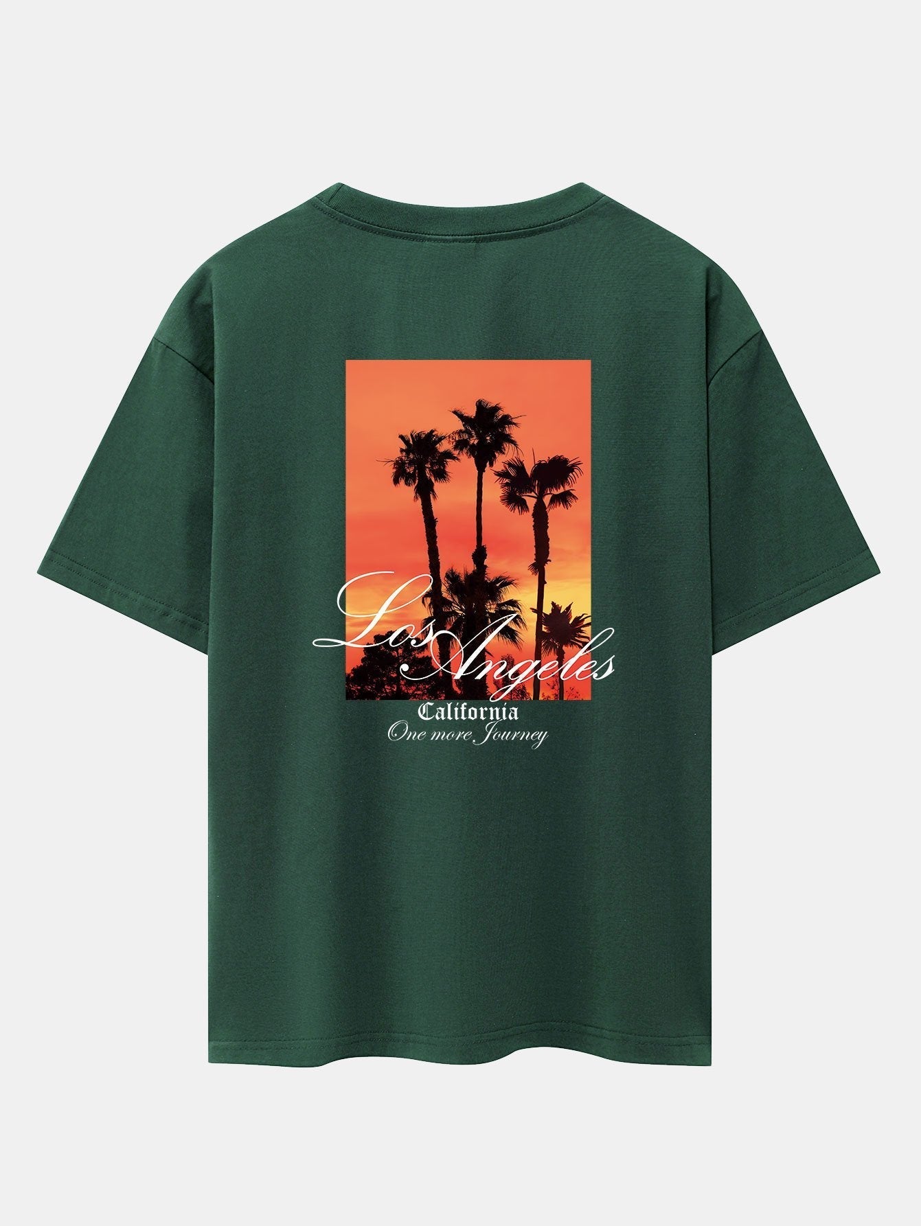 Los Angeles Palm Trees Back Print Drop Shoulder Oversize T-Shirt