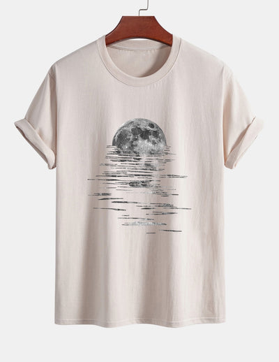 Regular Fit Moon Print Cotton T-Shirt