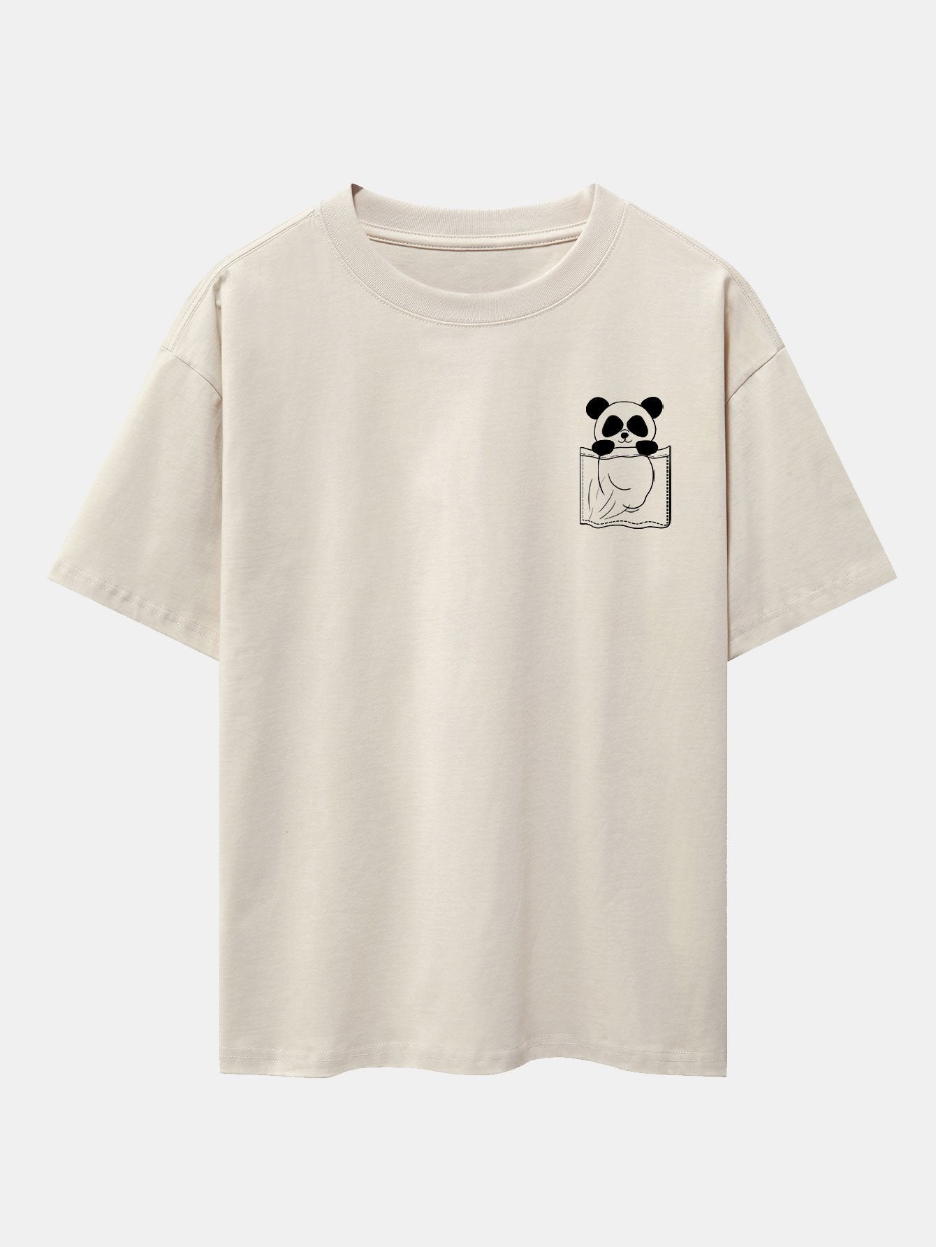 Pocket Panda Print Drop Shoulder Oversize T-Shirt